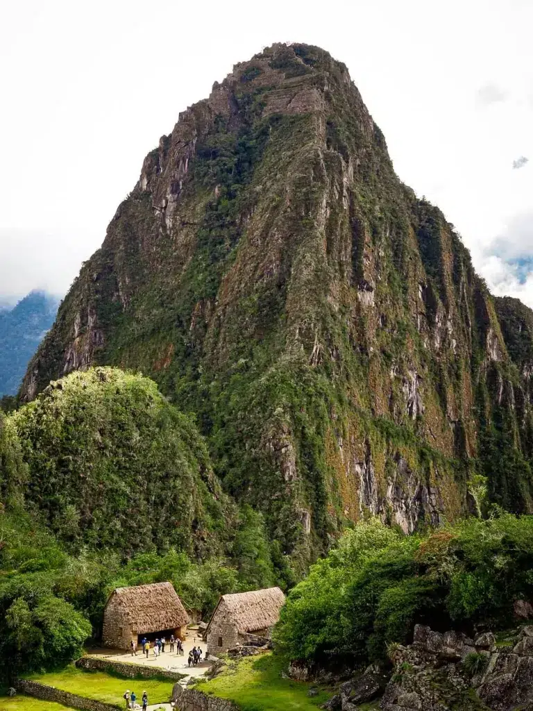 A mountain peak with Inca Ruins in front of it