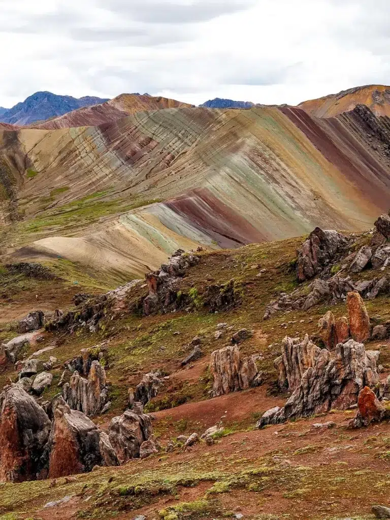 A rainbow coloured mountain landscape image