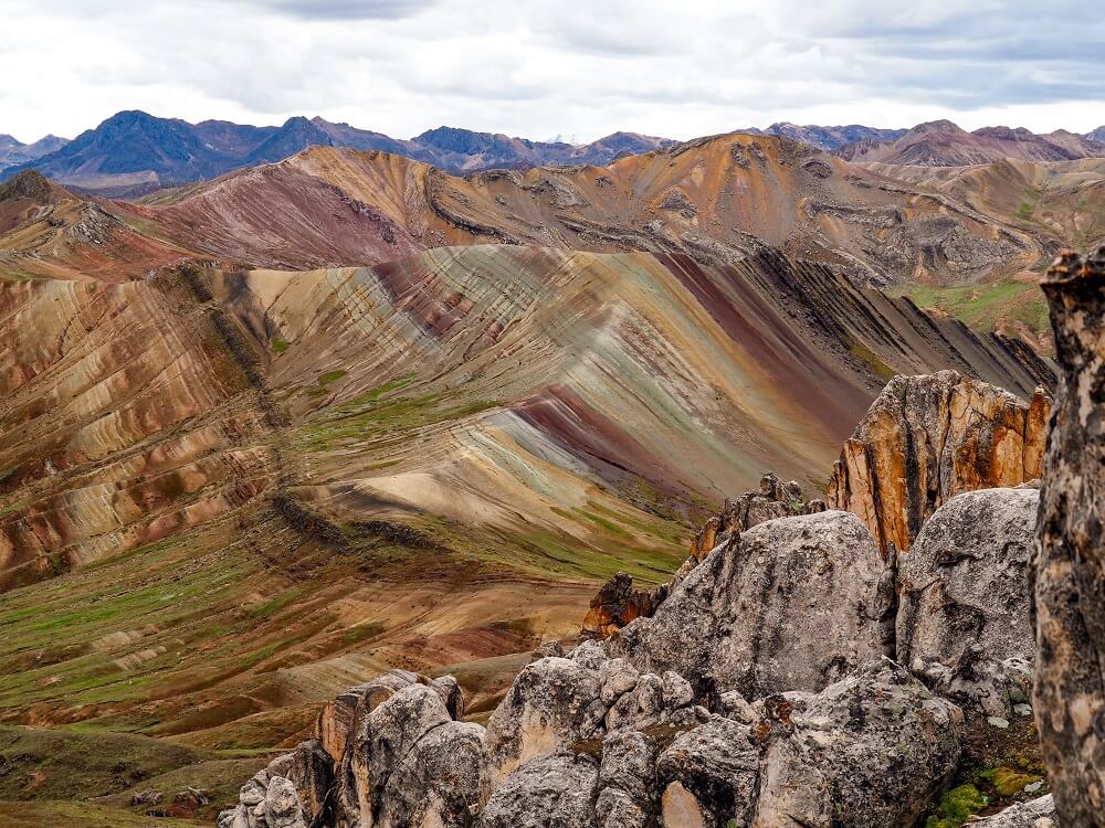 An image of a rainbow coloured mountain range in Peru 