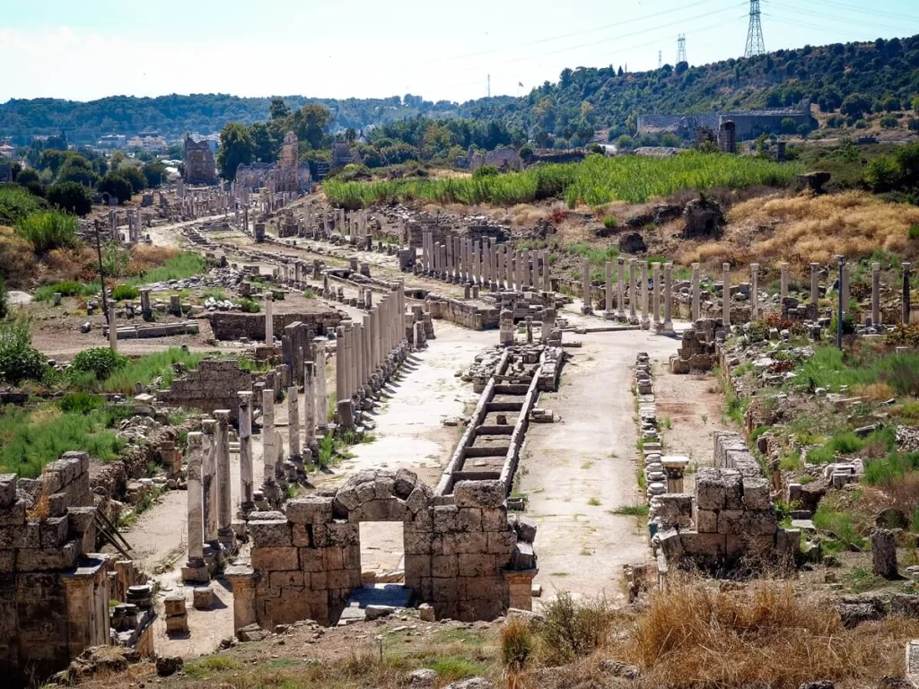 Colonnaded Street in the ancient city of Perge in Turkey