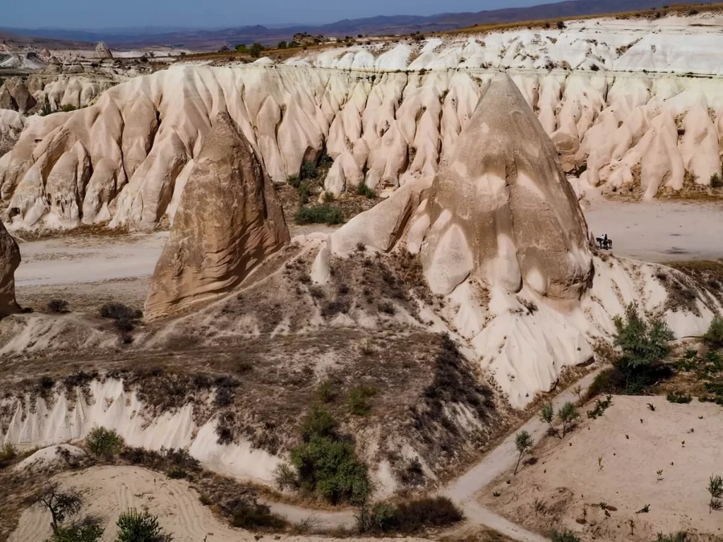 A valley with rock formations in Cappadocia Turkey
