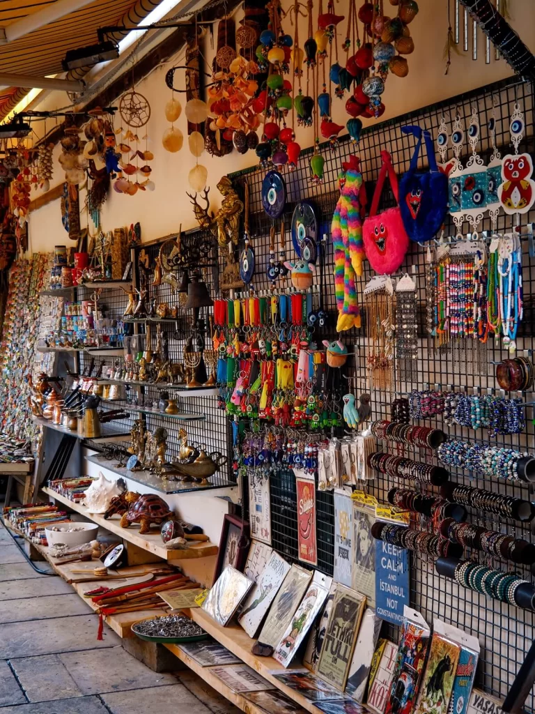 Souvenir shop in Antalya selling typical Turkish items 