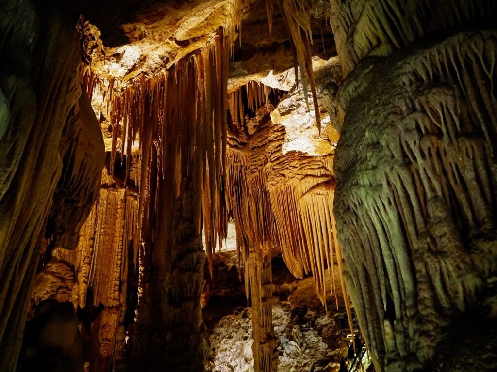 stalagmites and stalagmites in a cave in Turkey near Trabzon
