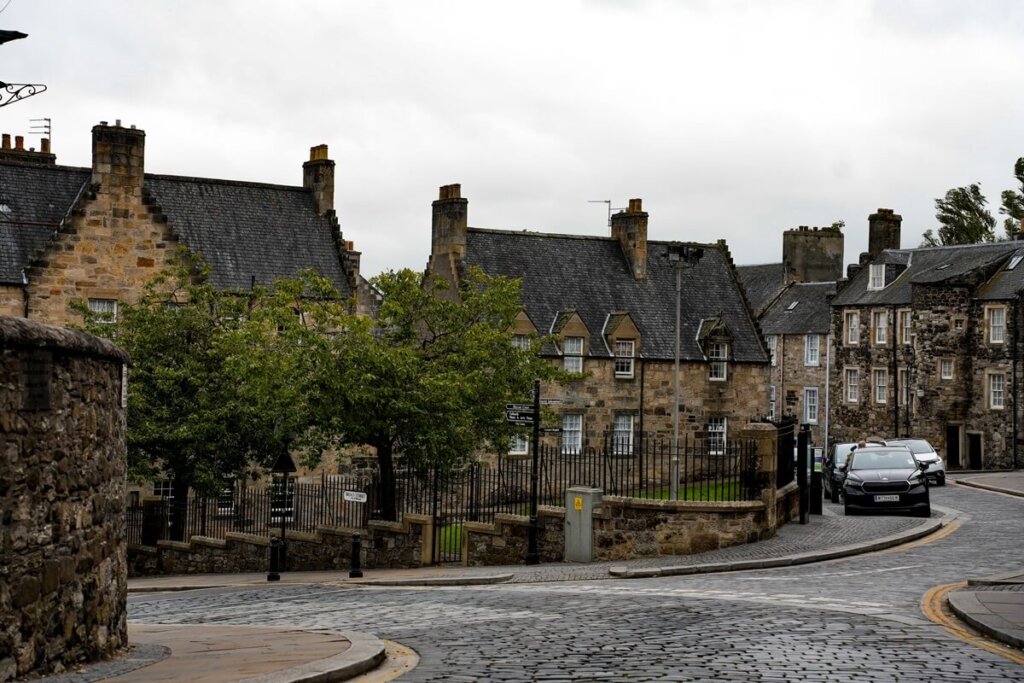 Street with houses in Stirling Scotland