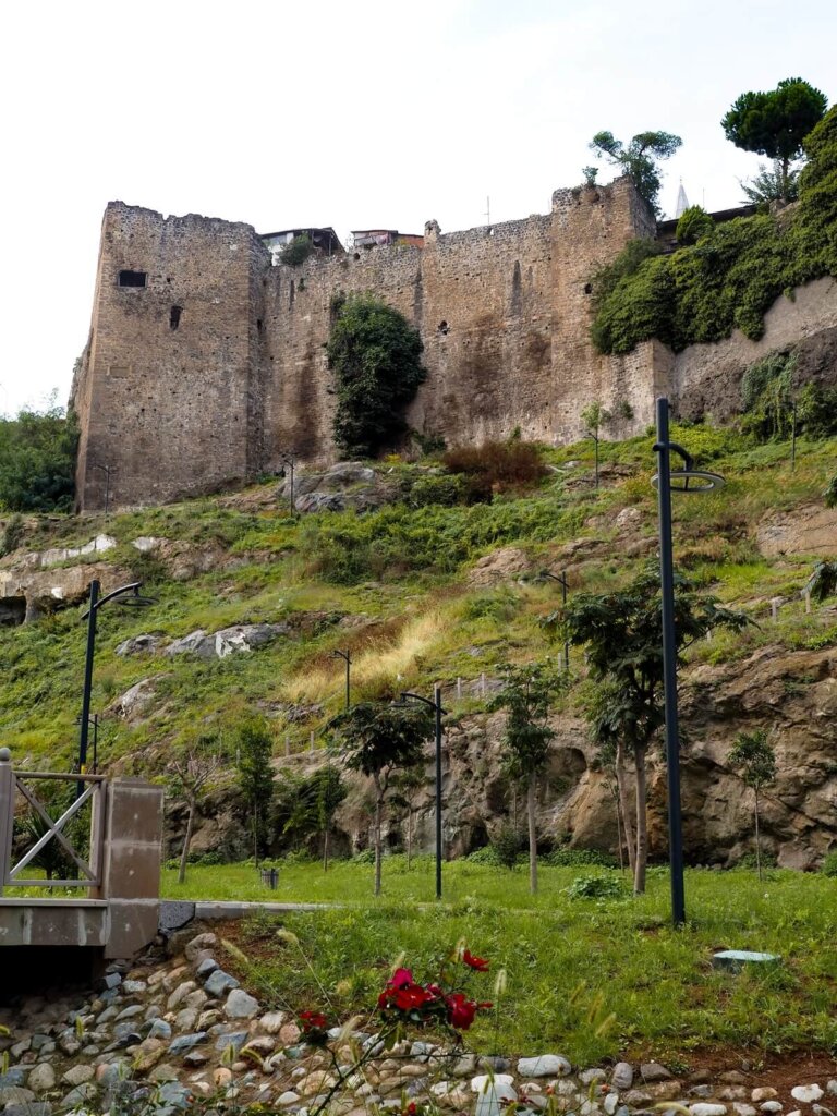 The remains of a defensive wall on top of the hill in Trabzon Turkey