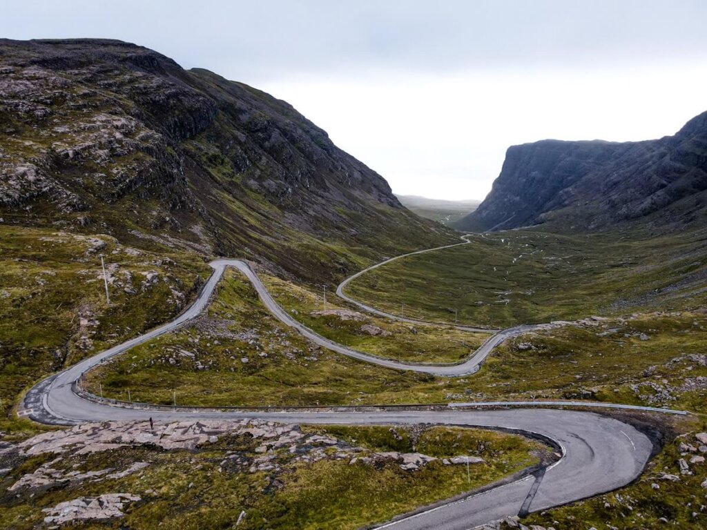 Bealach na Bà road along the NC500 Scotland