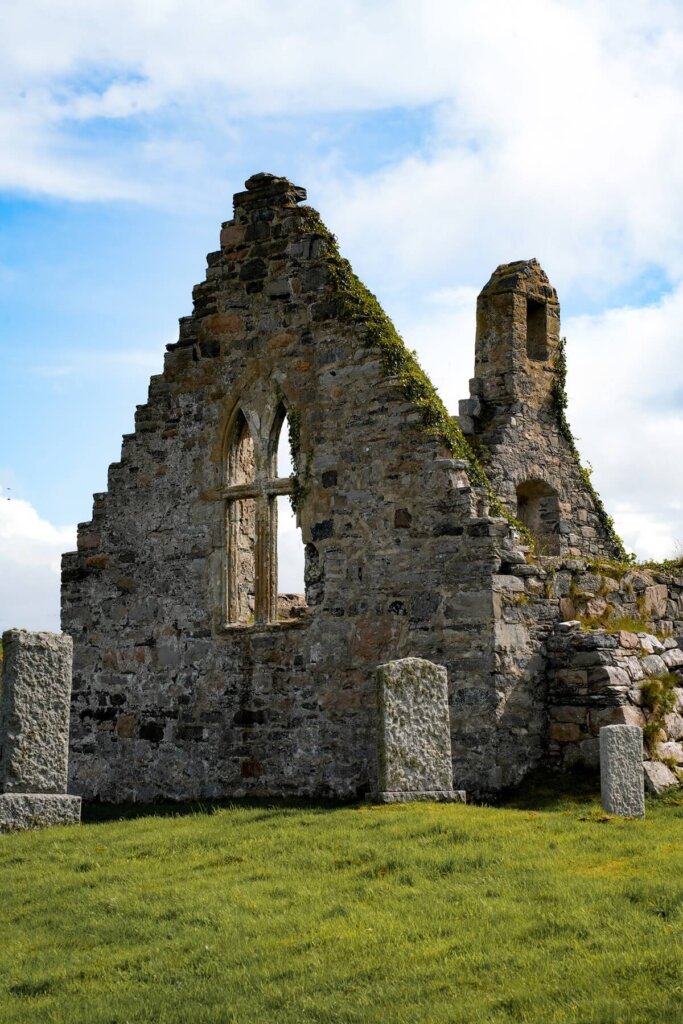 Church on Balnakeil Beach in Scotland