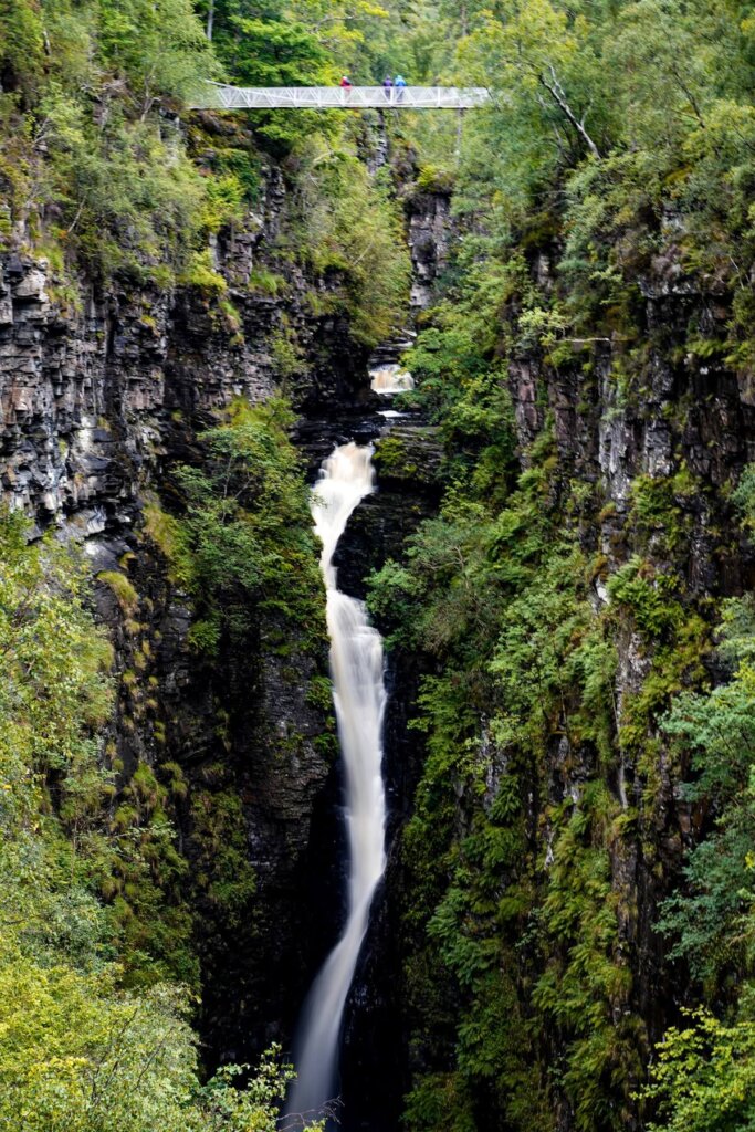 Waterfall in Corrieshalloch Gorge Nature Reserve in Scotland