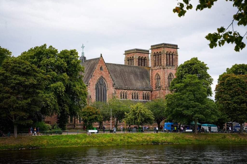 Inverness Cathedral along the bank of River Ness