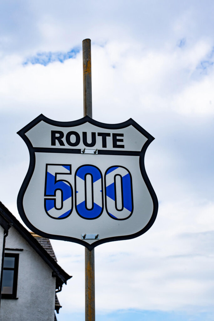 Route500 sign in Scotland