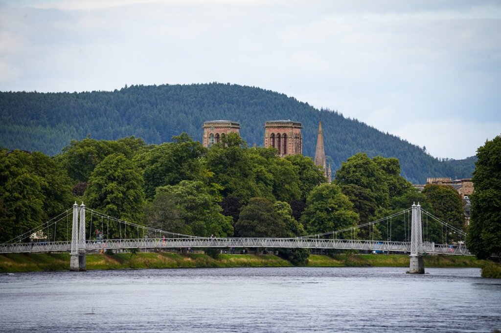 A bridge crossing River Ness in Inverness