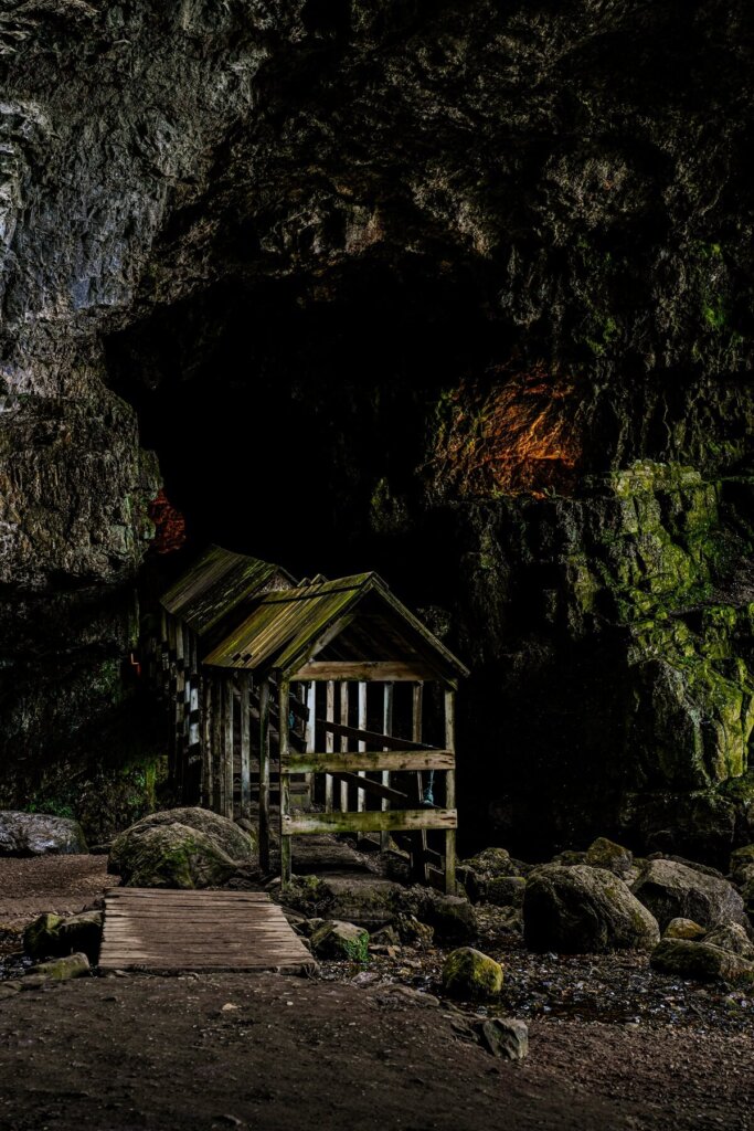 Inside Smoo Cave in Scotland