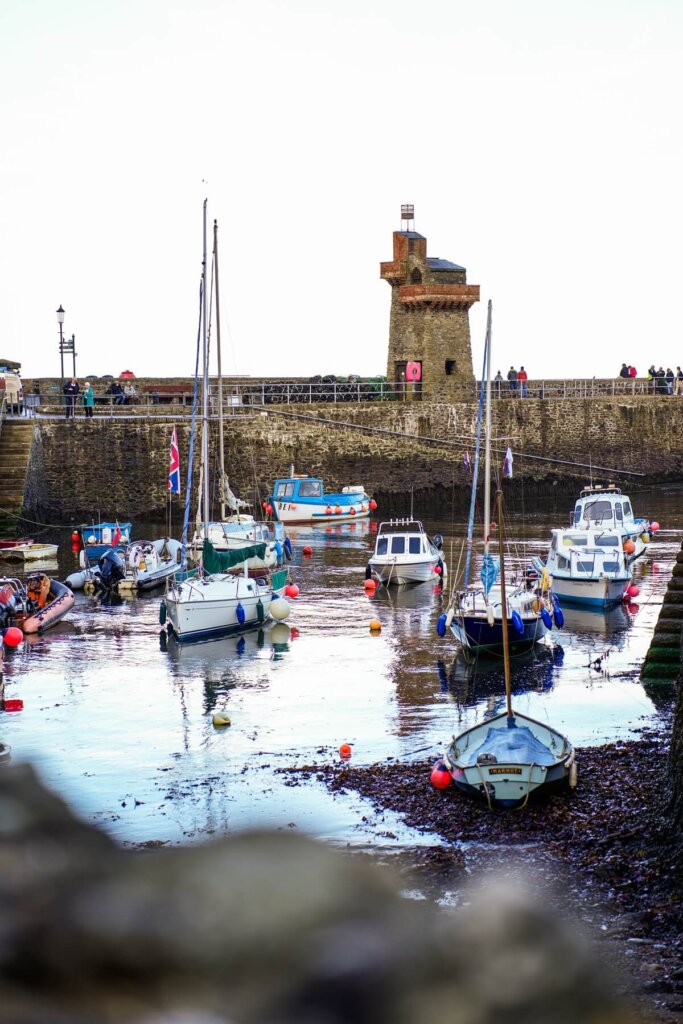 Boats docking in Lynmouth harbour in Exmoor National Park