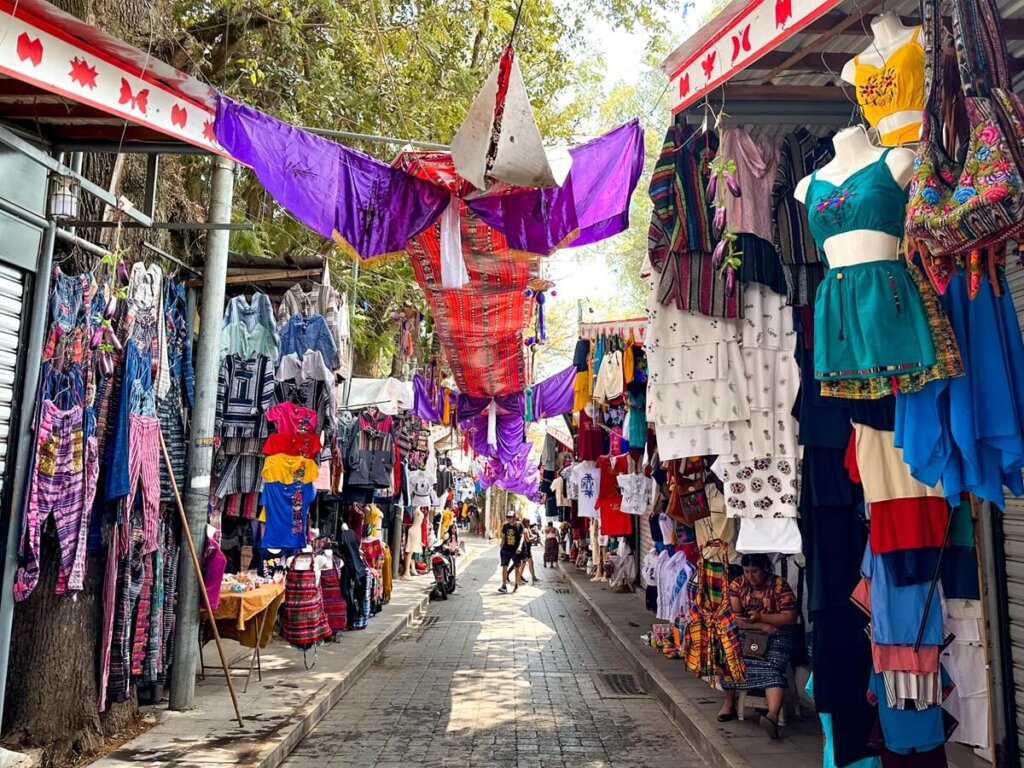 Market street in Panajachel Lake Atitlan