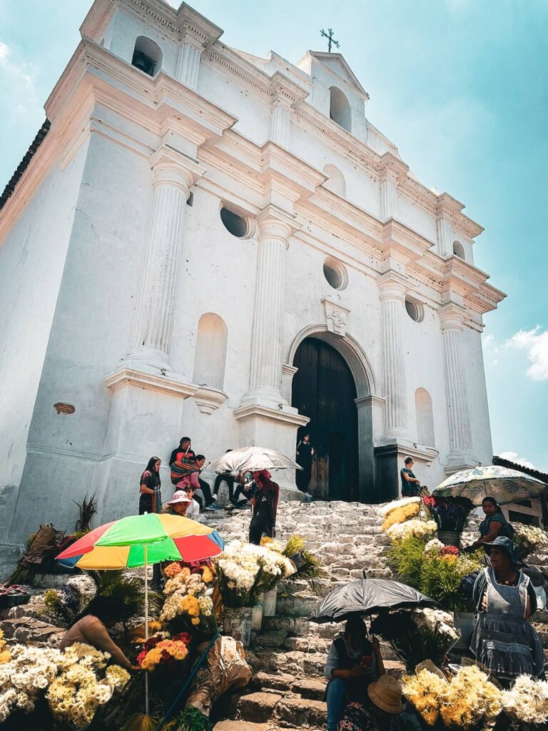 White church in Chichicastenango Guatemala