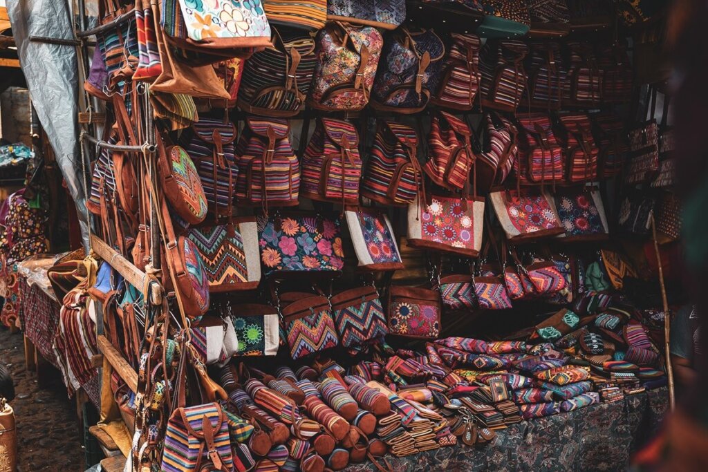 colourful products at Chichi market in Guatemala