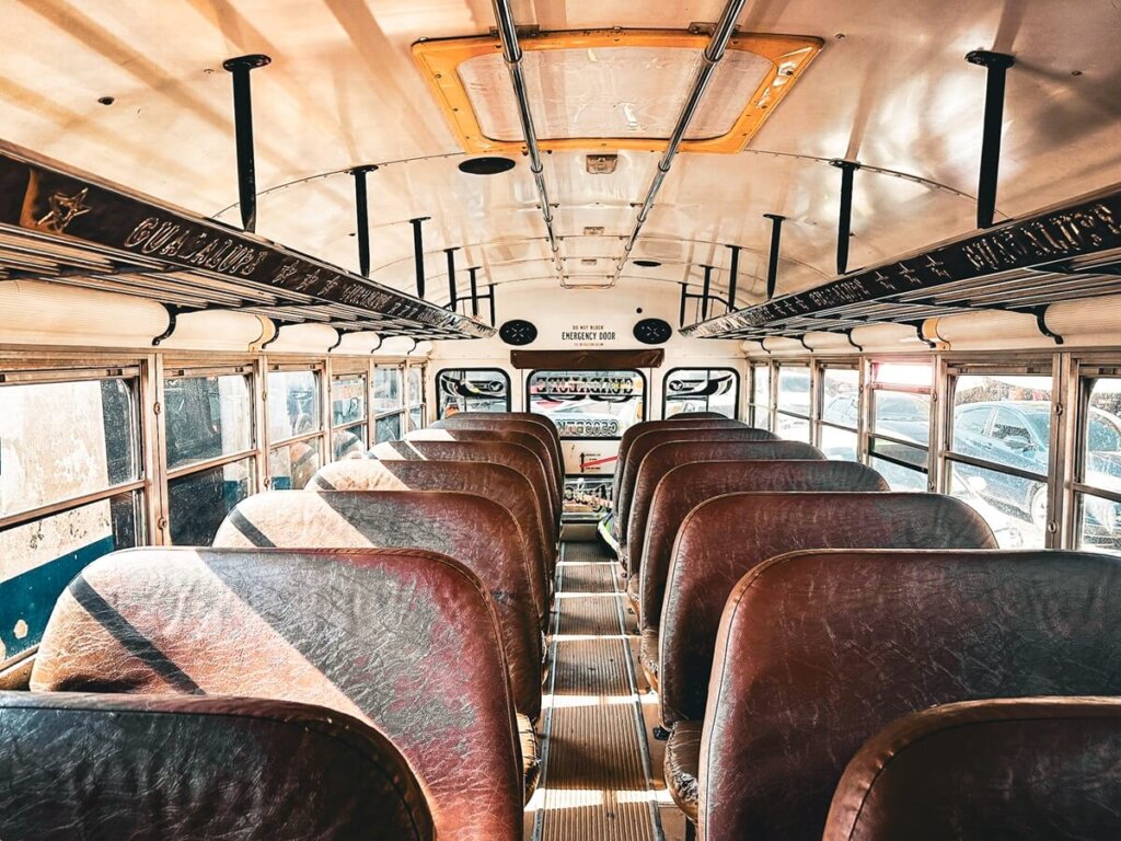 Inside a chicken bus in Guatemala