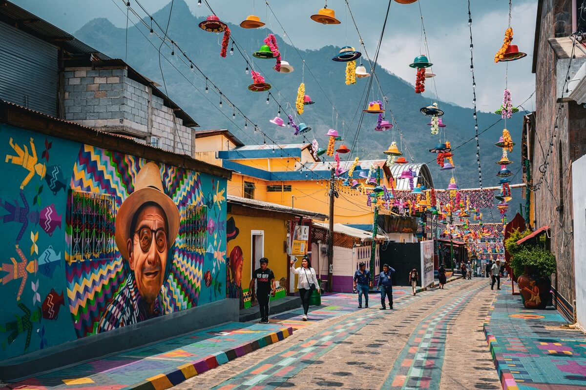 Colourful Street in San Juan La Laguna on Lake Atitlan