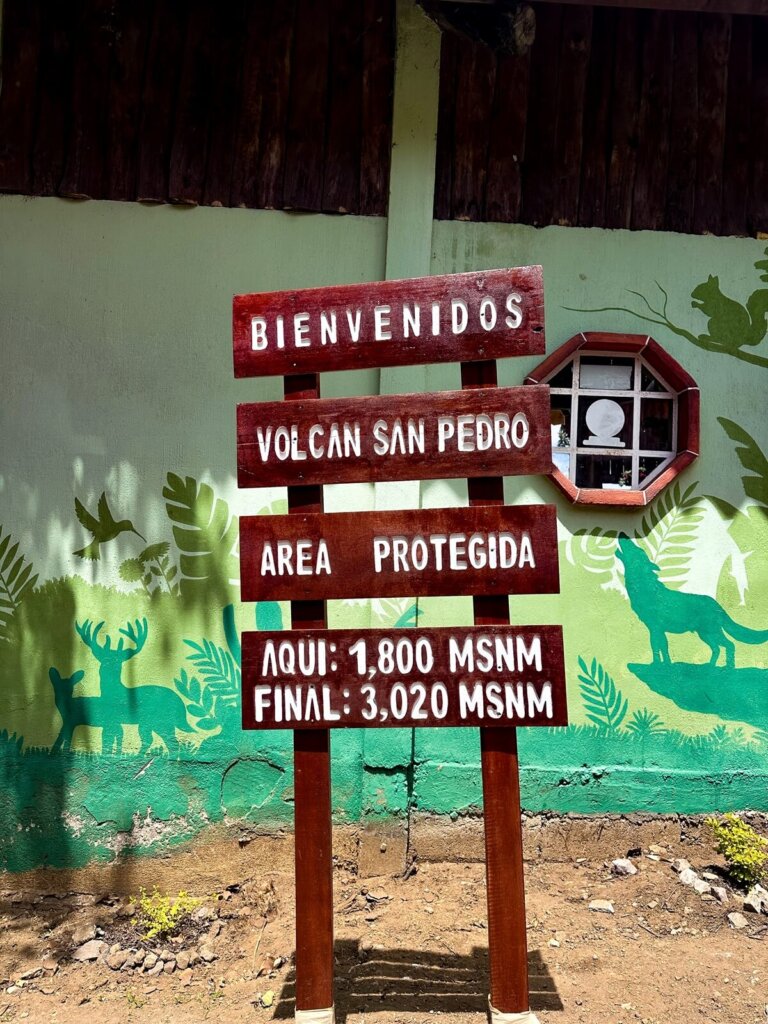 Volcan San Pedro trailhead sign