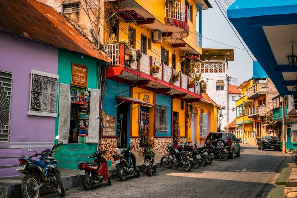 Streets of Flores in Guatemala