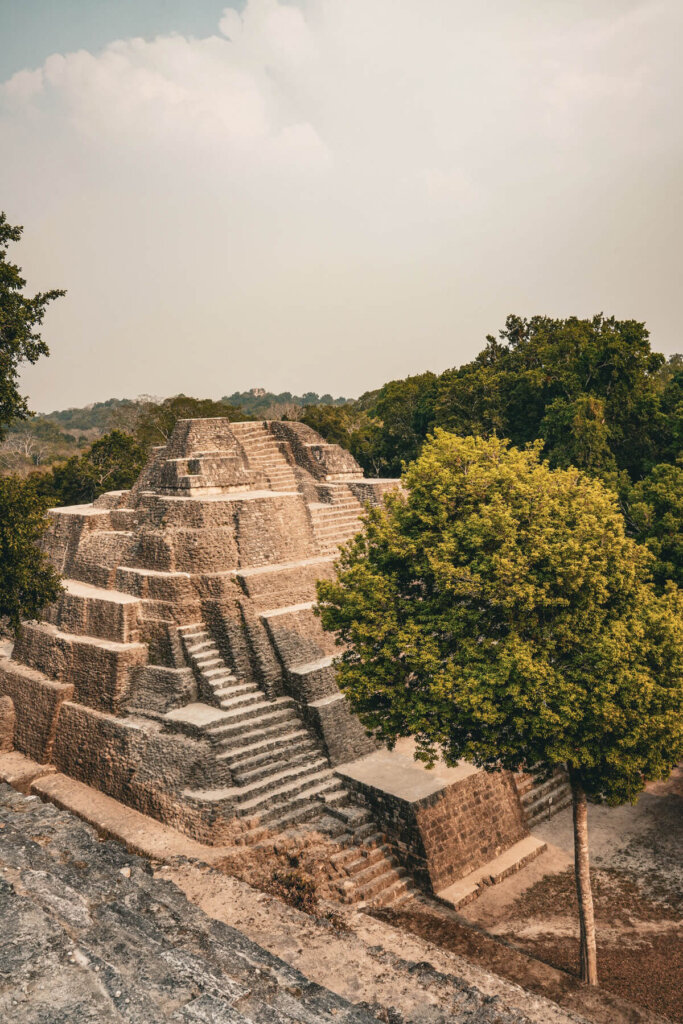 Pyramid temple in Yaxha Guatemala