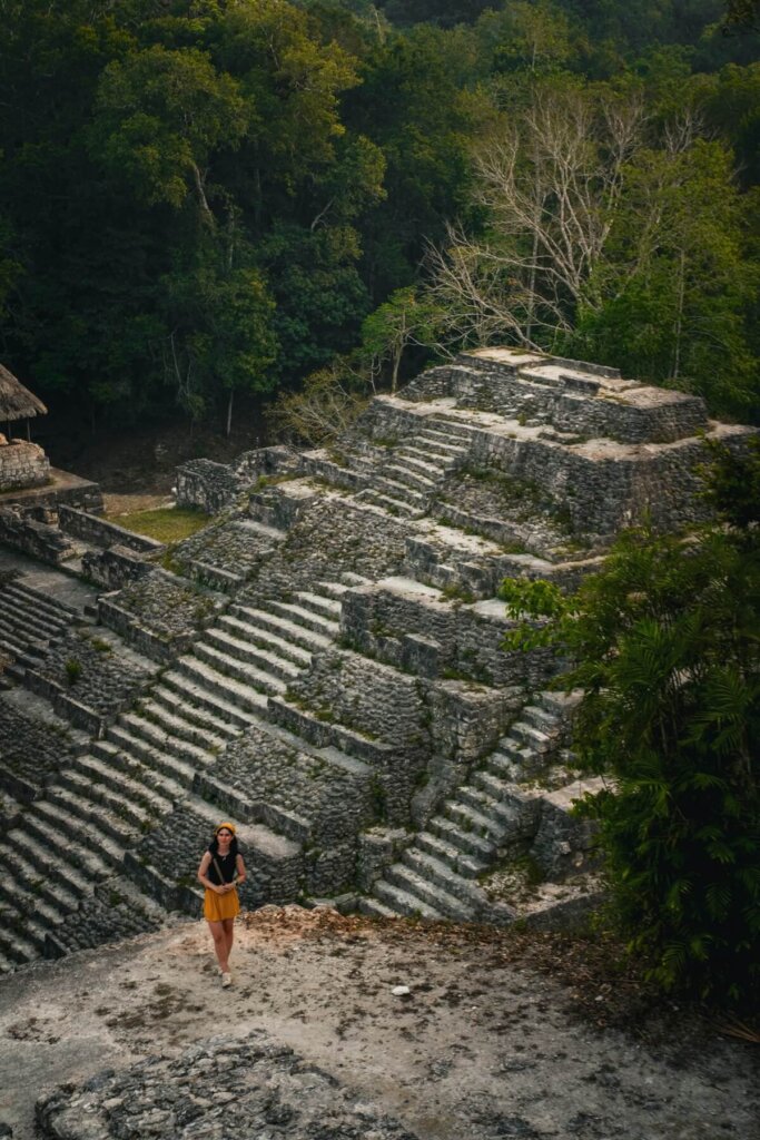 Pyramid temple in Yaxha Guatemala