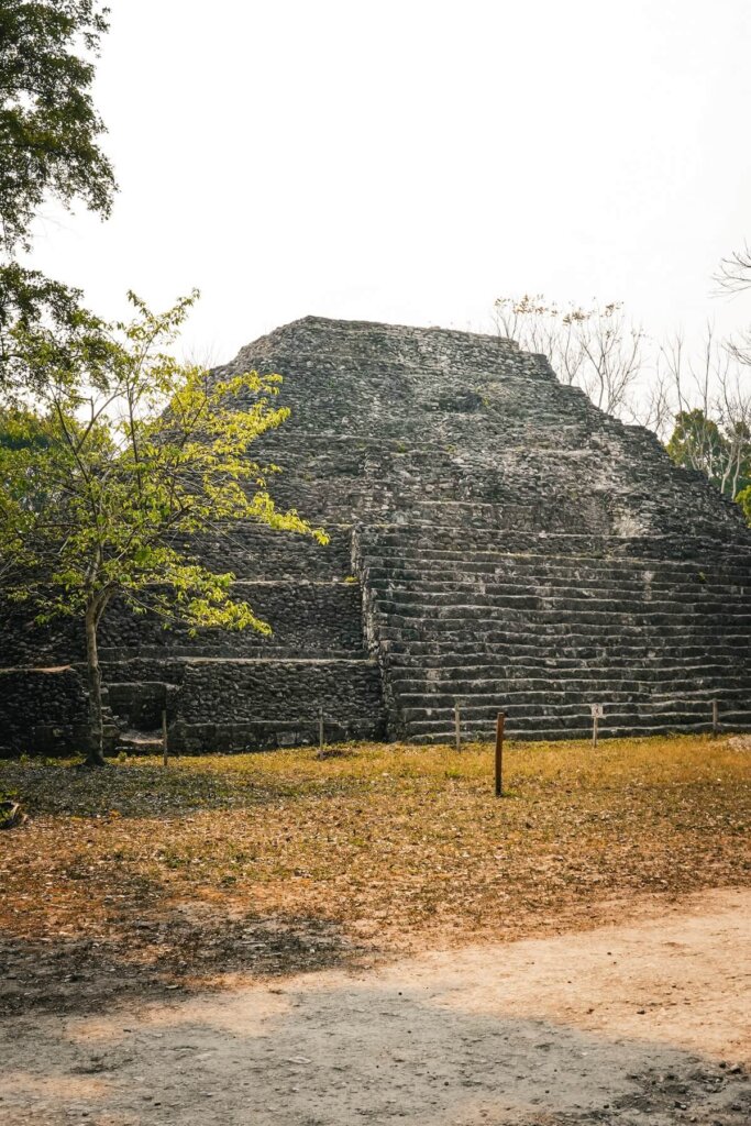 Temple pyramid in Yaxha Guatemala