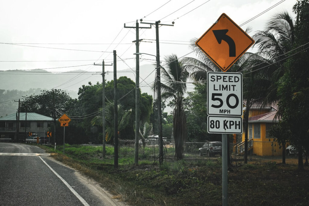 Speed limit sign in Belize