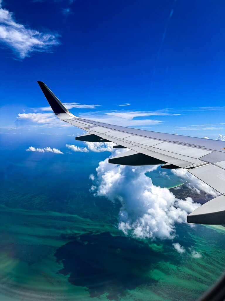 Flying above Cancun in Mexico