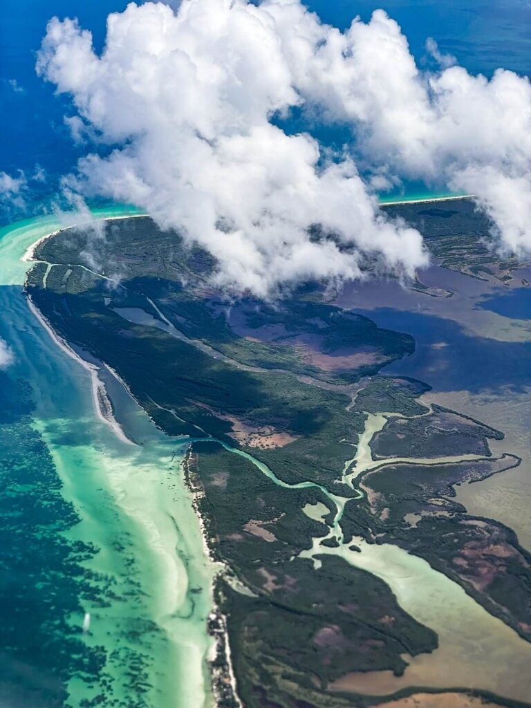 Flying above Cancun Mexico