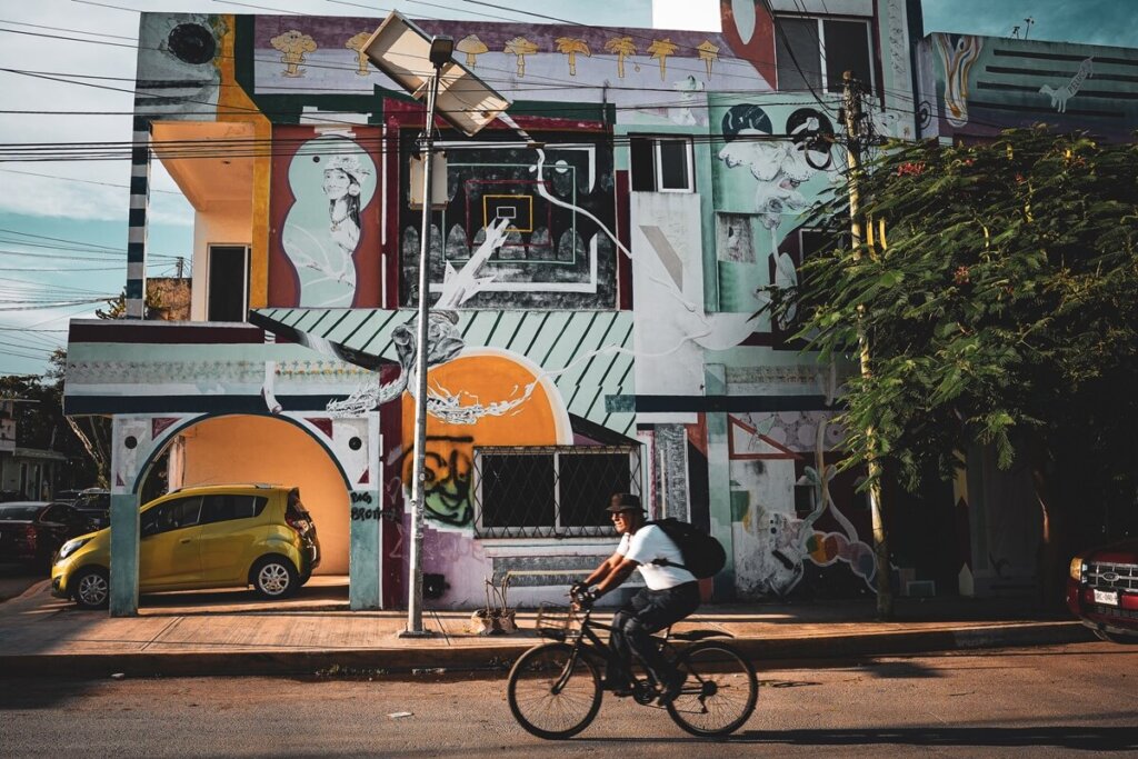 a person cycling in Tulum Mexico