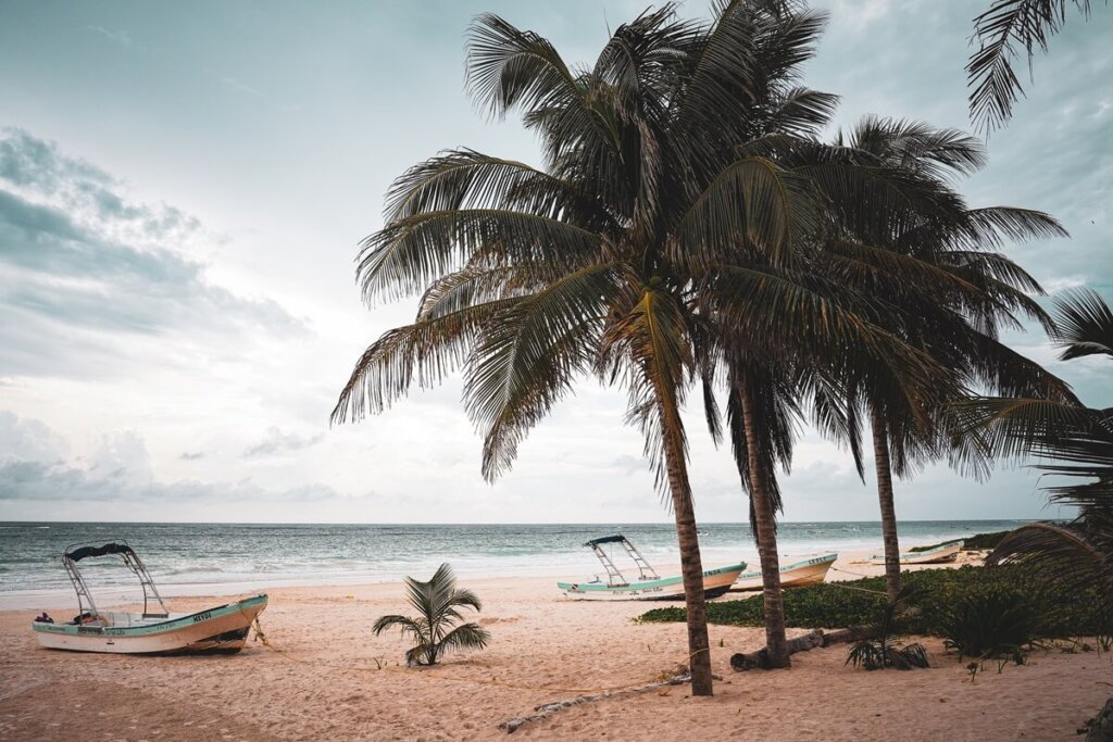 Sandy beach in Tulum Mexico