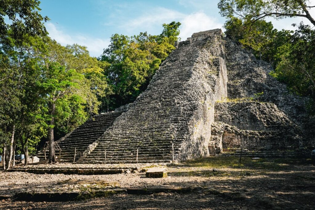 temple pyramid in Coba Mexico