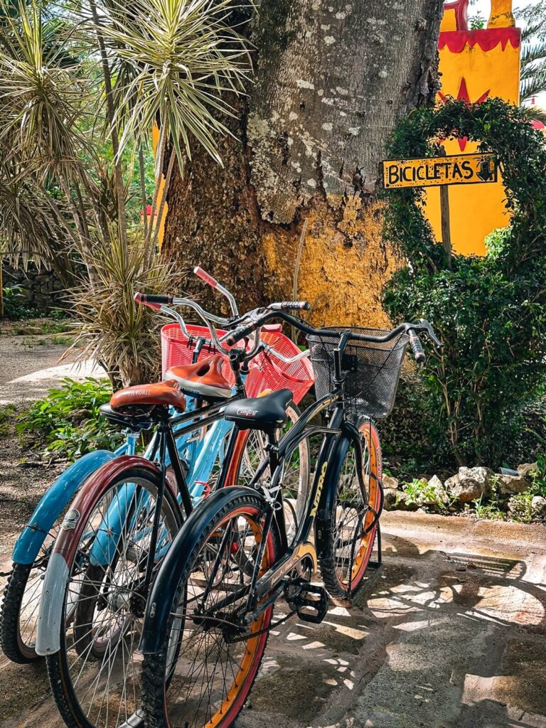 Bicycles in a bike stand in Mexico 