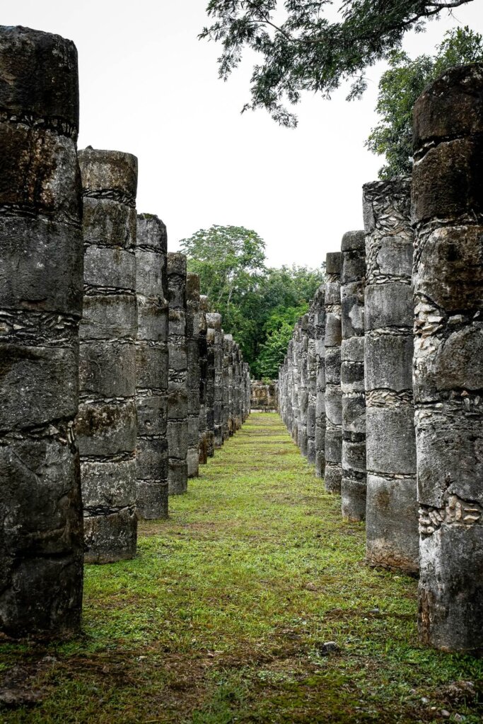 Columns at a Maya site in Mexico