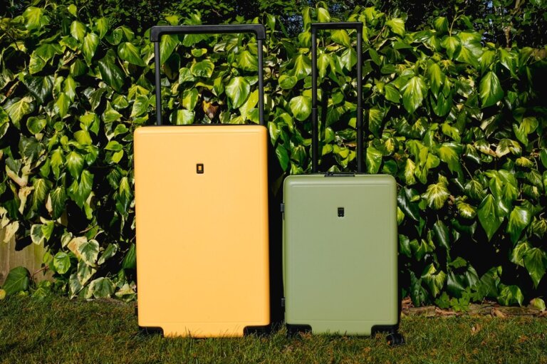 LEVEL8 yellow and olive green luggage