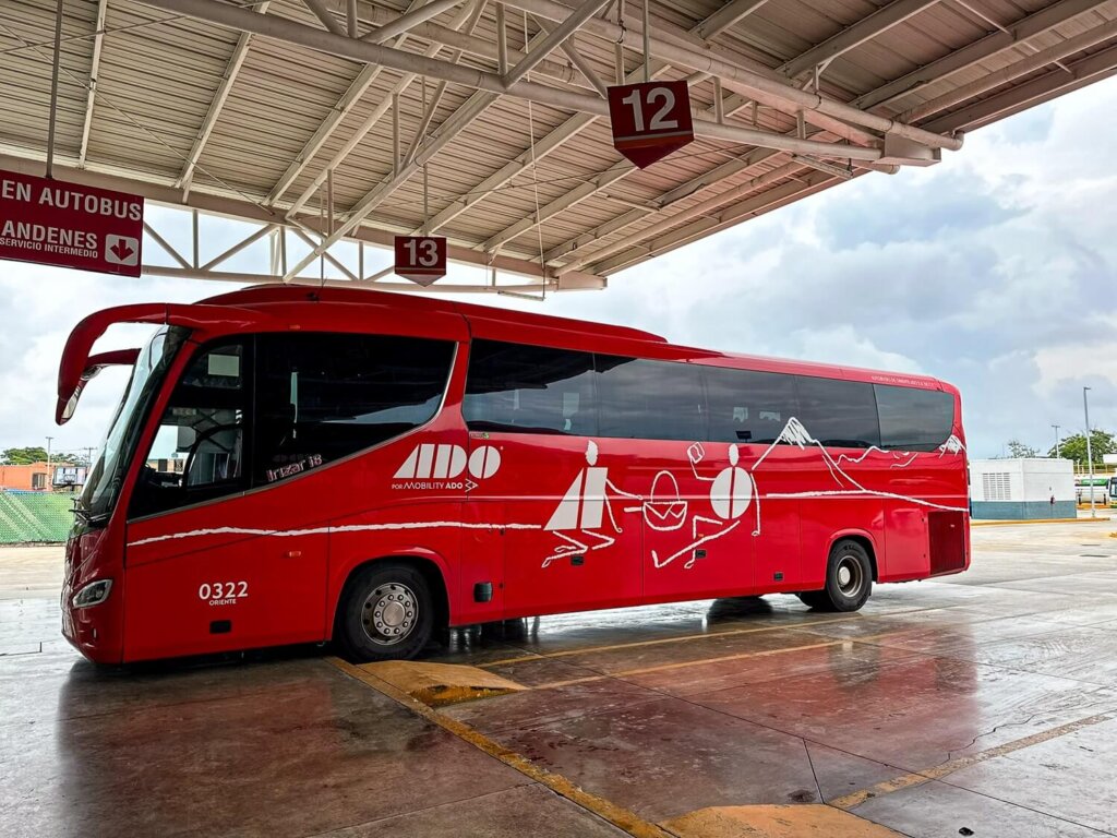 Red ADO bus in Mexico