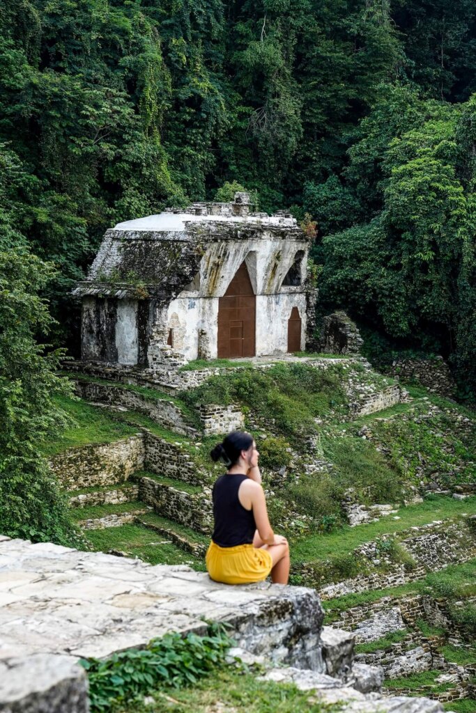 Maya Temple Pyramid in Palenque Mexico