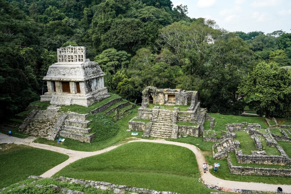 Maya Temple Pyramids in Palenque Mexico
